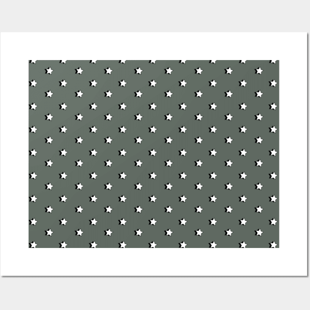 Olive Green / Khaki Retro VSCO Aesthetic stars pattern Wall Art by YourGoods